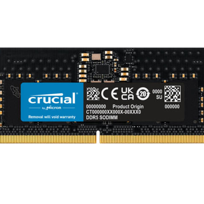 Crucial RAM DDR5 5600MHz Laptop Memory,16GB Capacity , CL 40 CAS Latency, PC5-38400 PC Speed, non-ECC SODIMM Unbuffered, 1.1 Voltage, Black | CT8G48C40S5