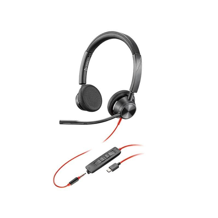 HP Poly BW 3225 USB-C HS +3.5mmP AE -  Poly Blackwire 3225 Stereo USB-C Headset +3.5mm Plug +USB-C/A Adapter